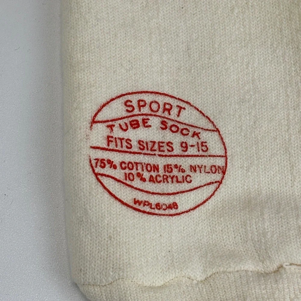 Vintage Athletic Tube Socks White Striped‎ Tube Crew 2 Pair Bundle Sport 80s